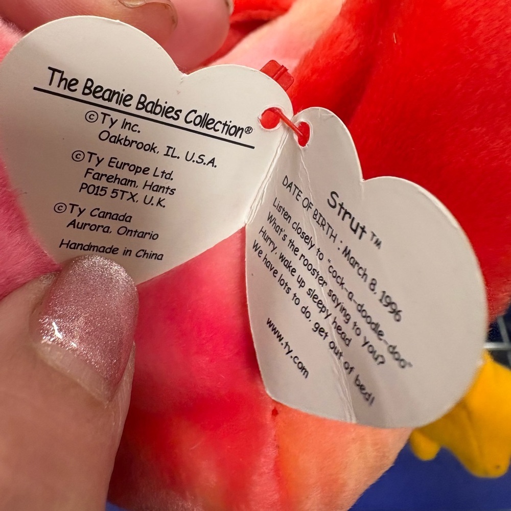 RARE 1996 Ty Beanie Babies "STRUT" the Rooster with tag error - Picture 4 of 4